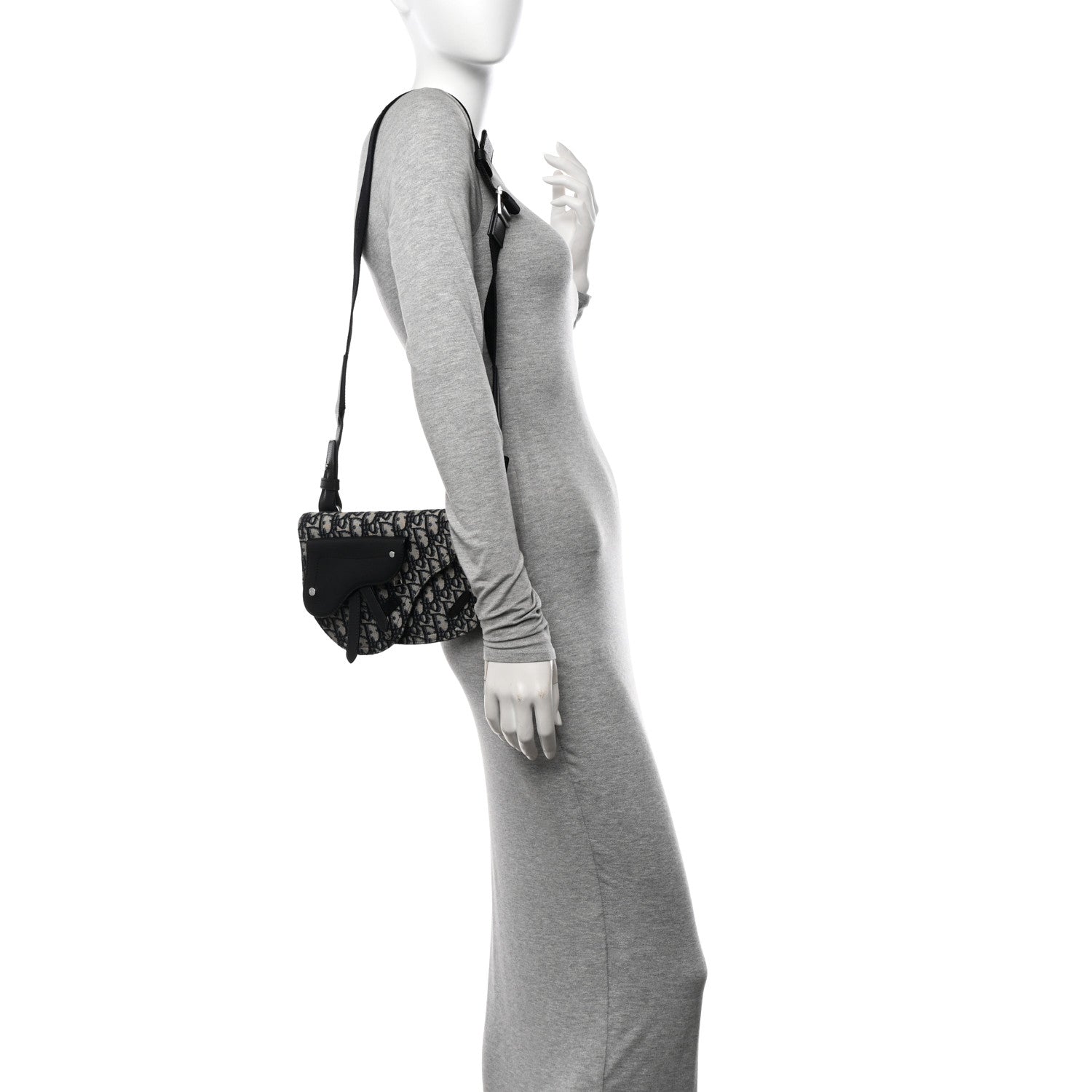 Christian Dior Oblique Saddle Messenger Pouch Beige Black 2 of 10