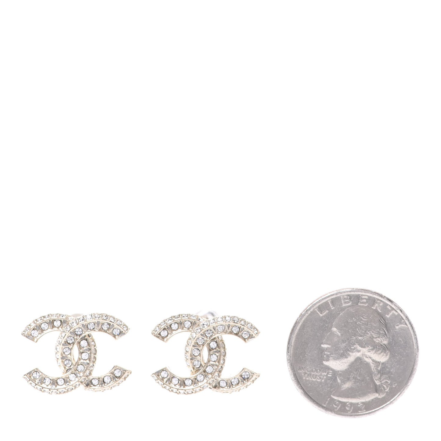 Crystal Textured CC Earrings Gold