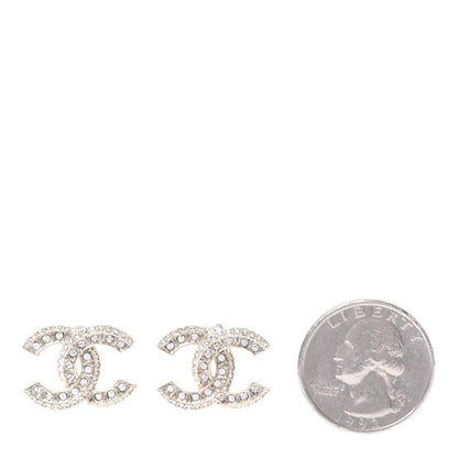 Chanel Crystal Textured CC Earrings Gold 2 of 5