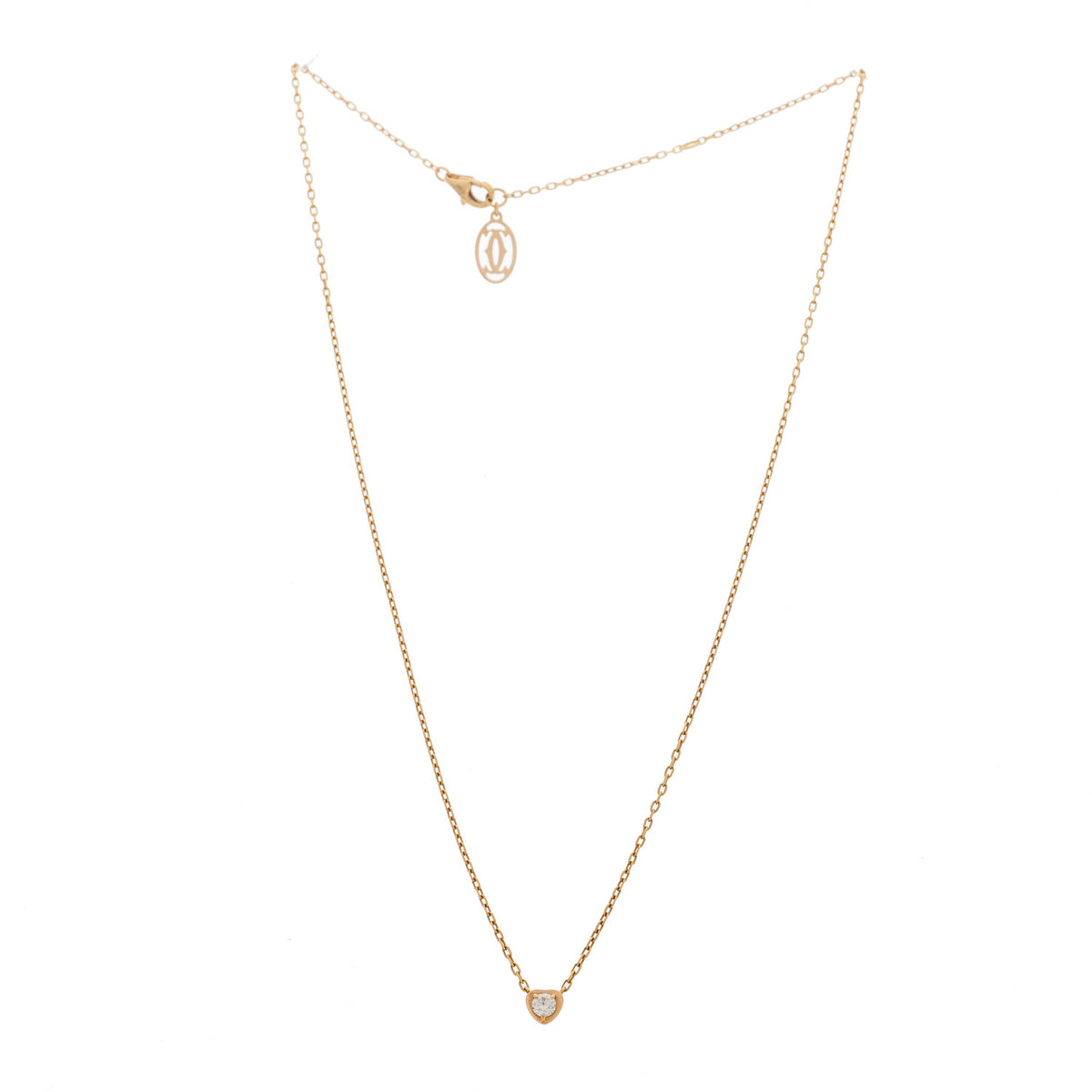 18K Pink Gold Diamond D'Amour Heart Pendant Necklace