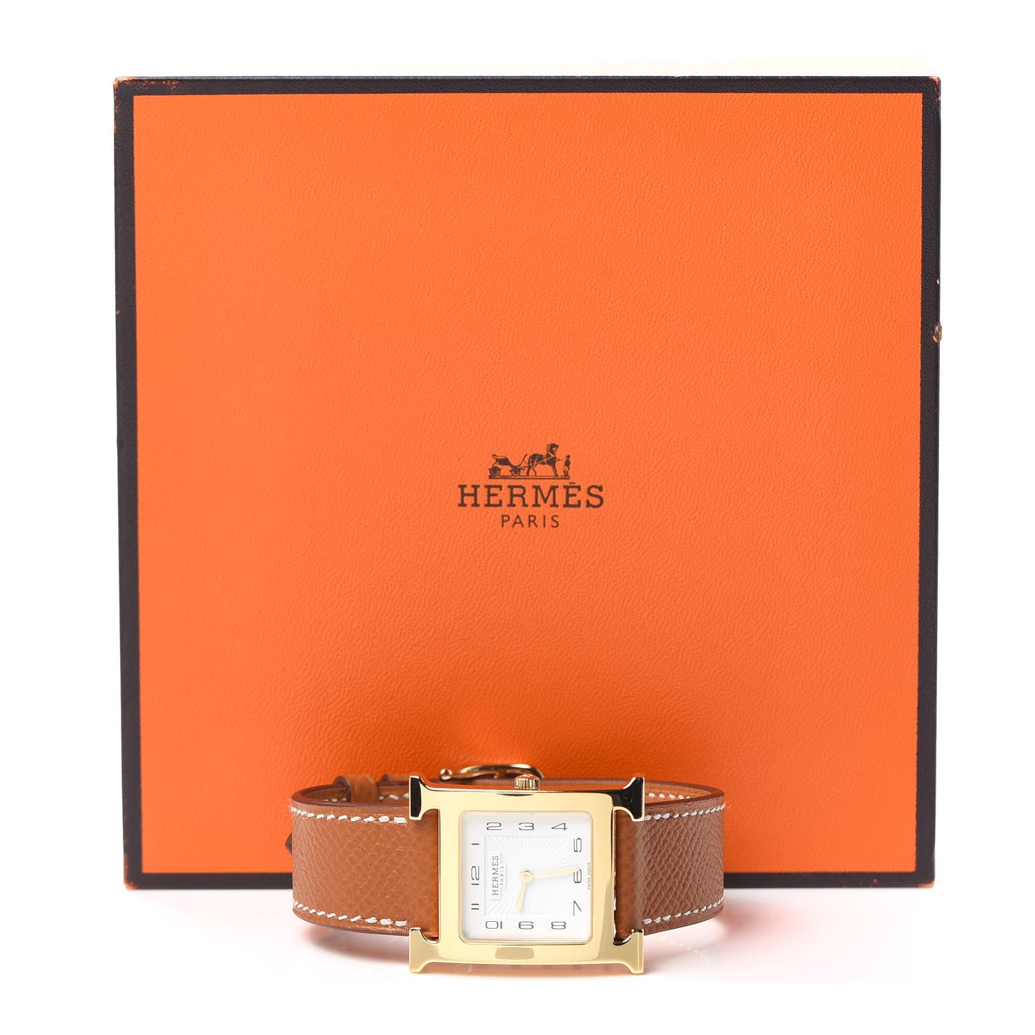 Hermes Stainless Steel Epsom 26mm Heure H Hour Quartz Watch Gold 5 of 5