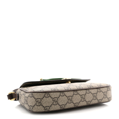 Gucci GG Supreme Monogram Textured Dollar Calfskin Web Mini Ophidia Envelope Shoulder Bag Beige Ebony 4 of 11