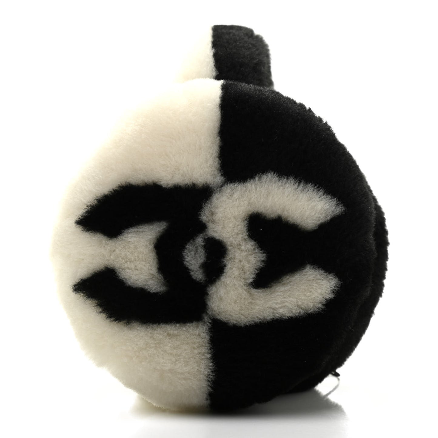 Shearling CC Bi-Color Ear Muffs White Black