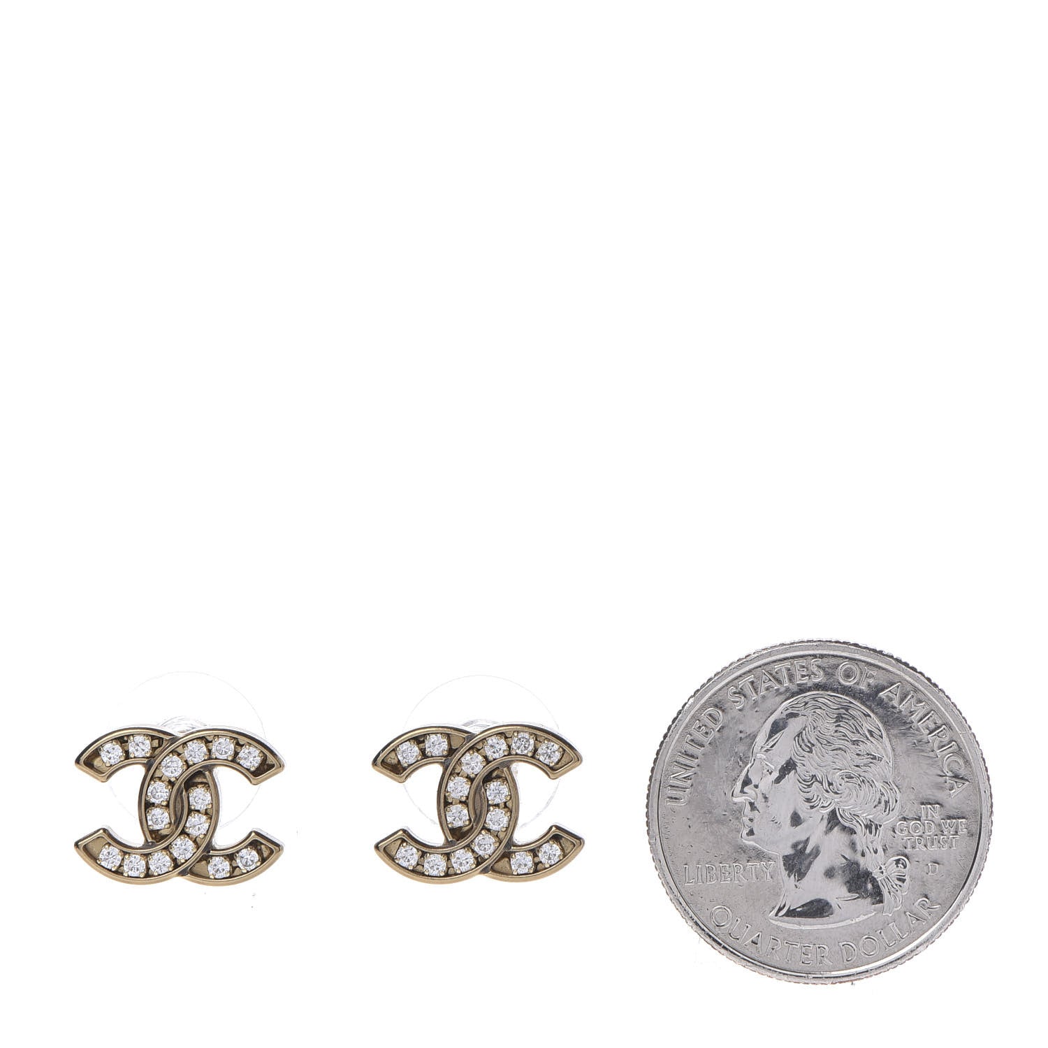 Chanel Crystal CC Earrings Gold 2 of 5