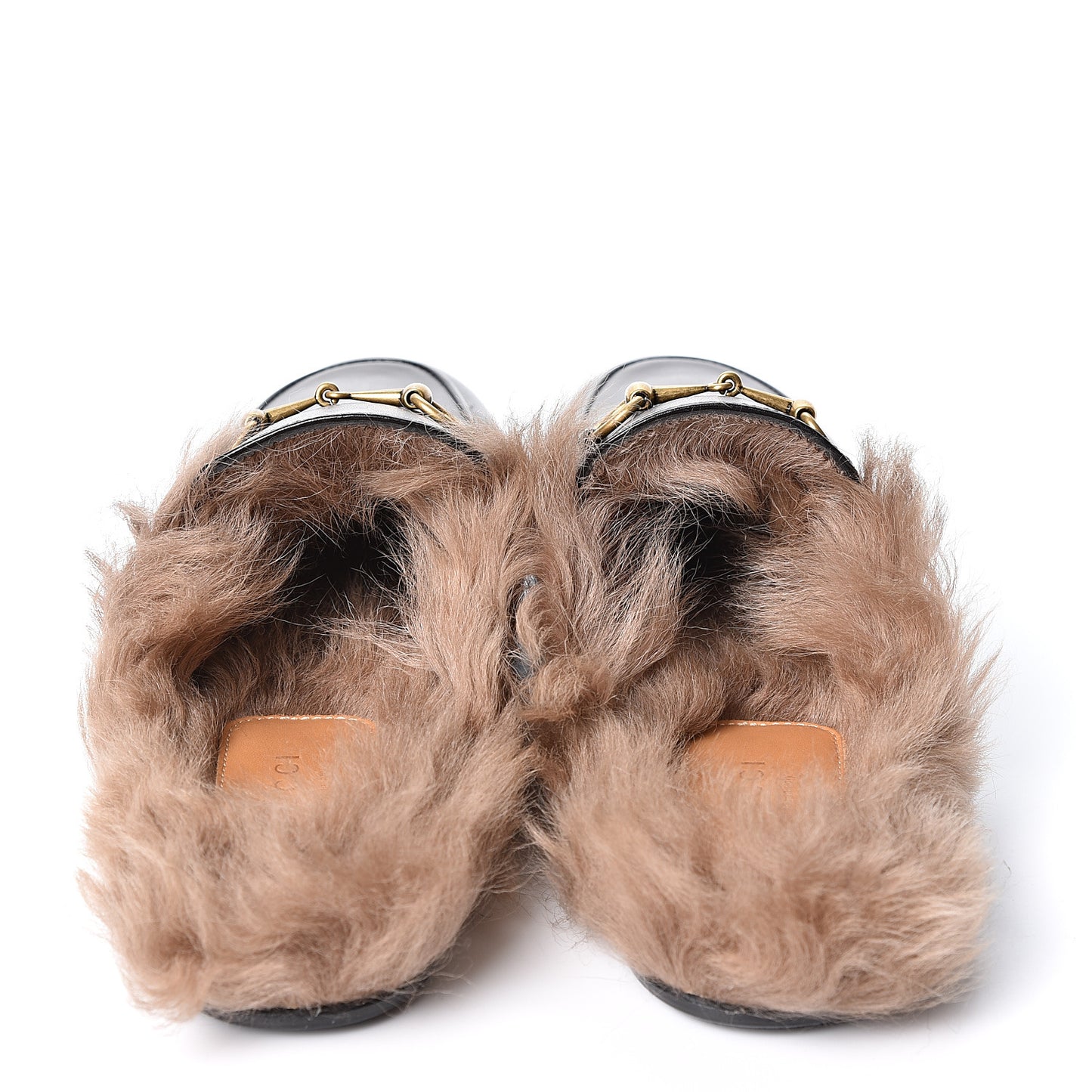 Calfskin Fur Womens Princetown Slippers 38.5 Black