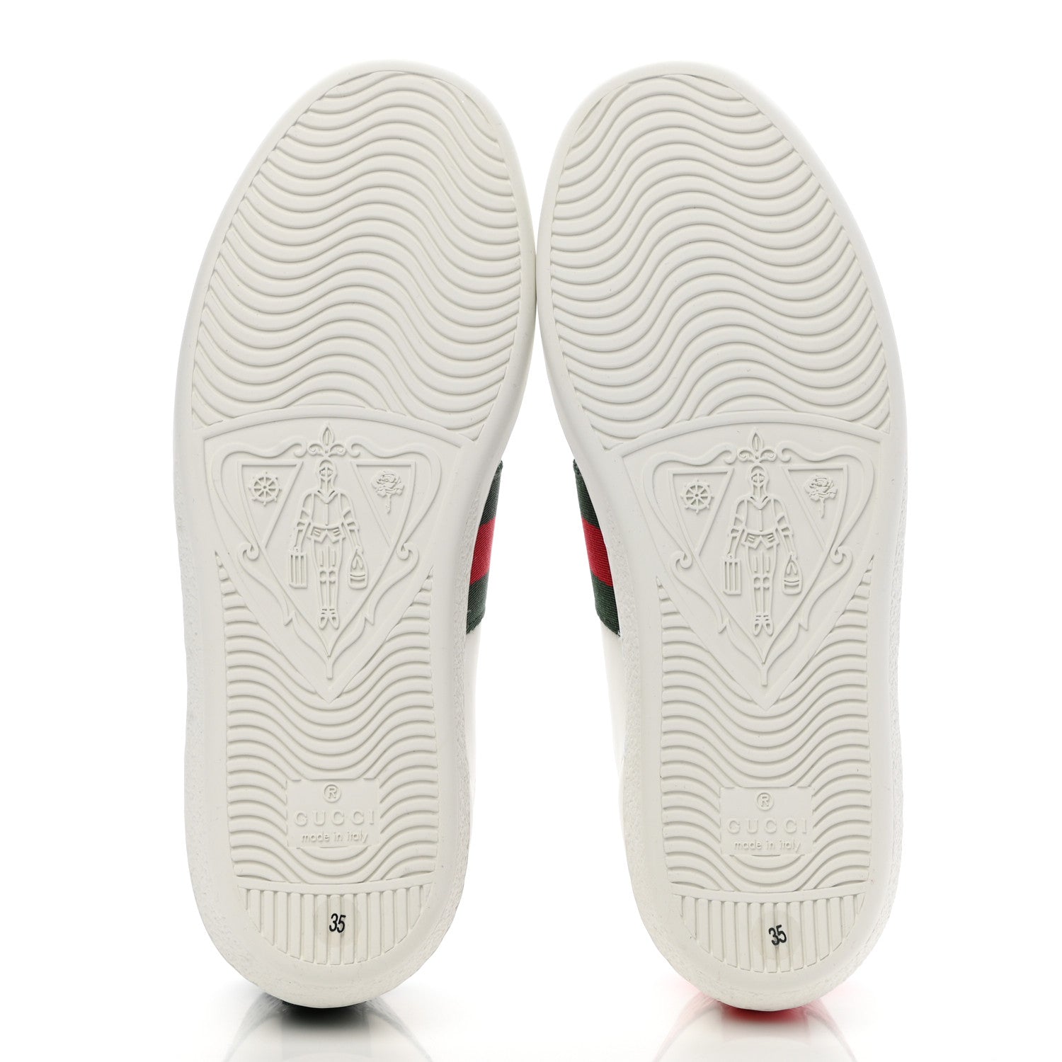 Gucci Calfskin Ayers Bee Embroidered Womens Ace Sneakers 35 White Green 5 of 8