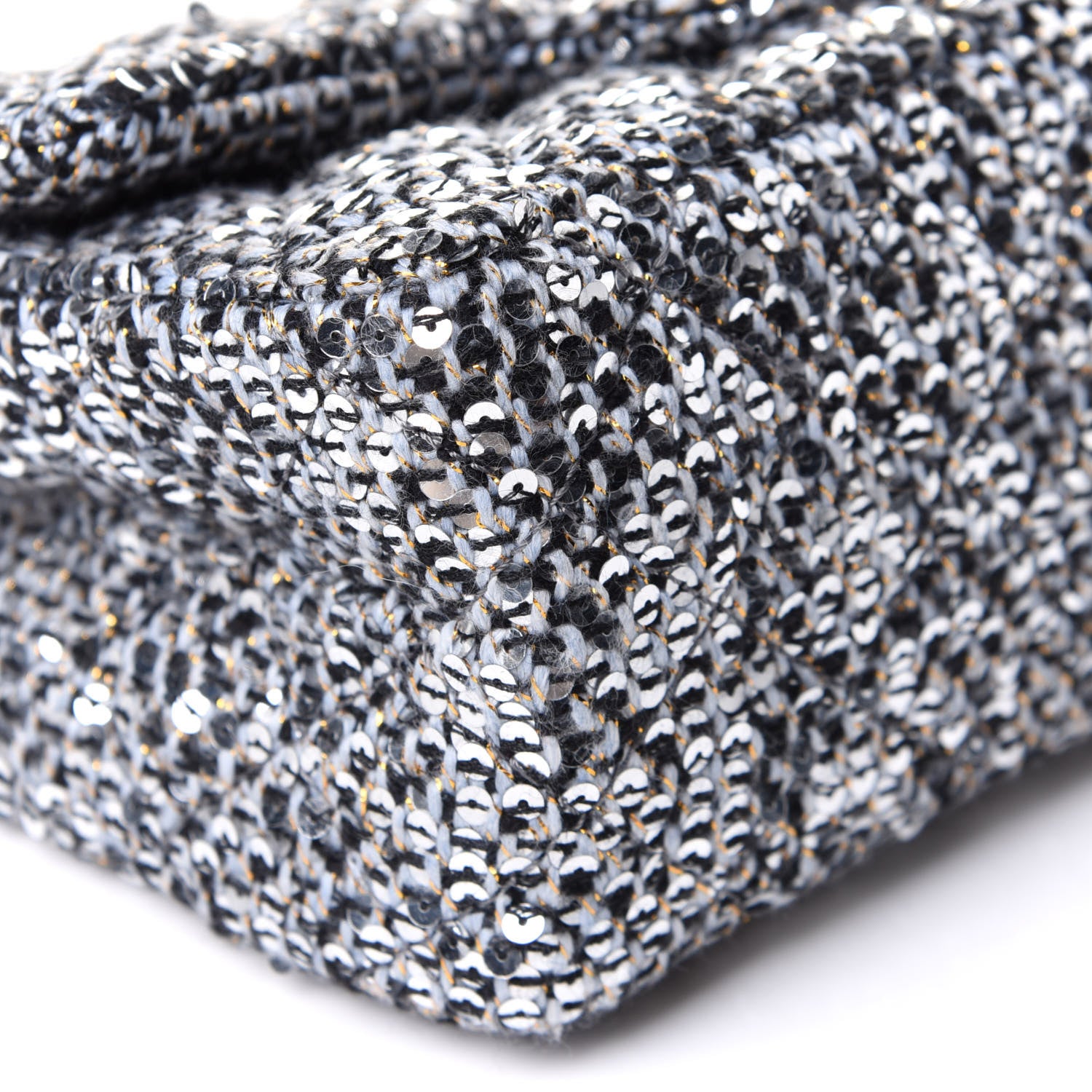 Chanel Tweed Quilted 2.55 Reissue Mini Flap Silver Black Gold 12 of 14