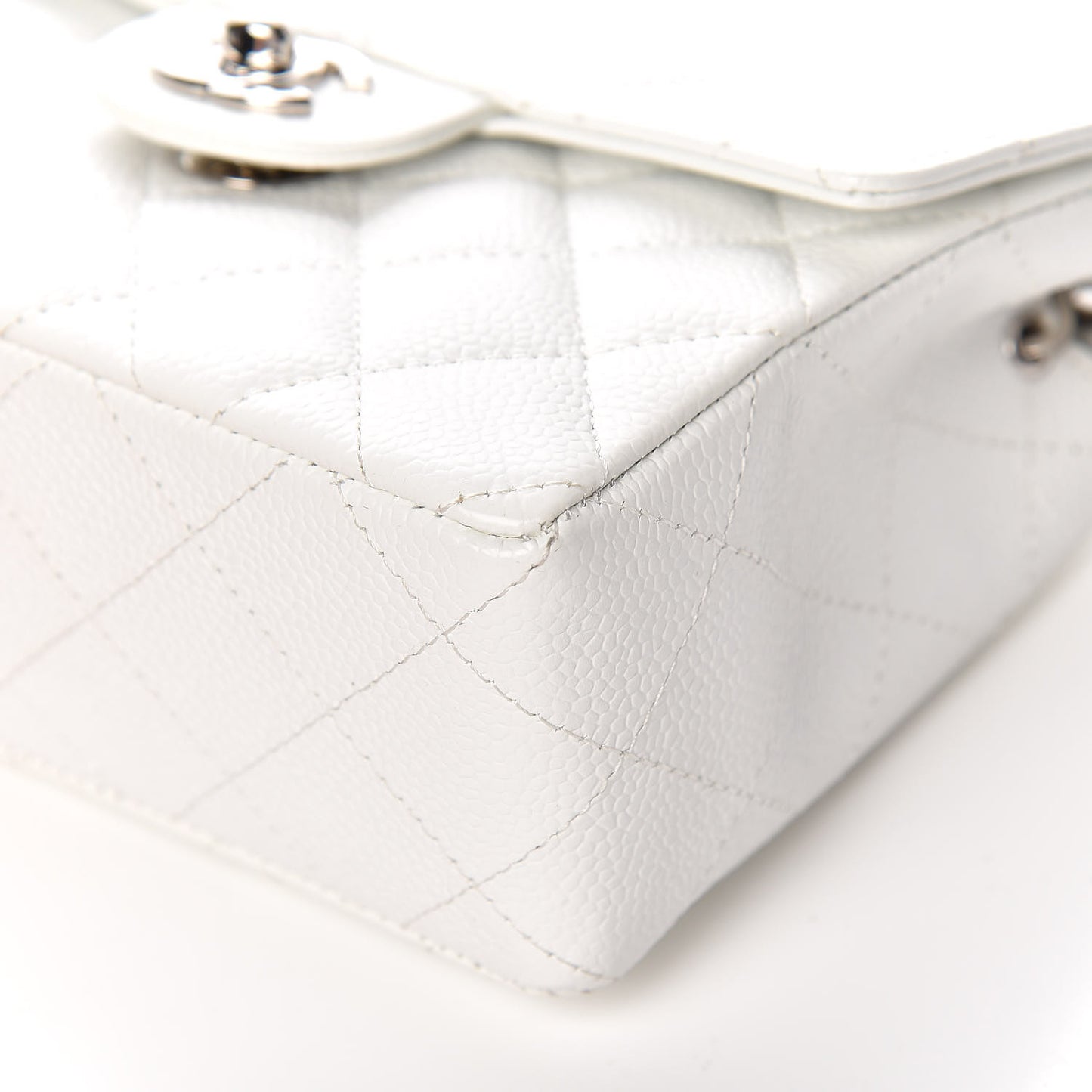 Caviar Quilted Mini Square Flap White