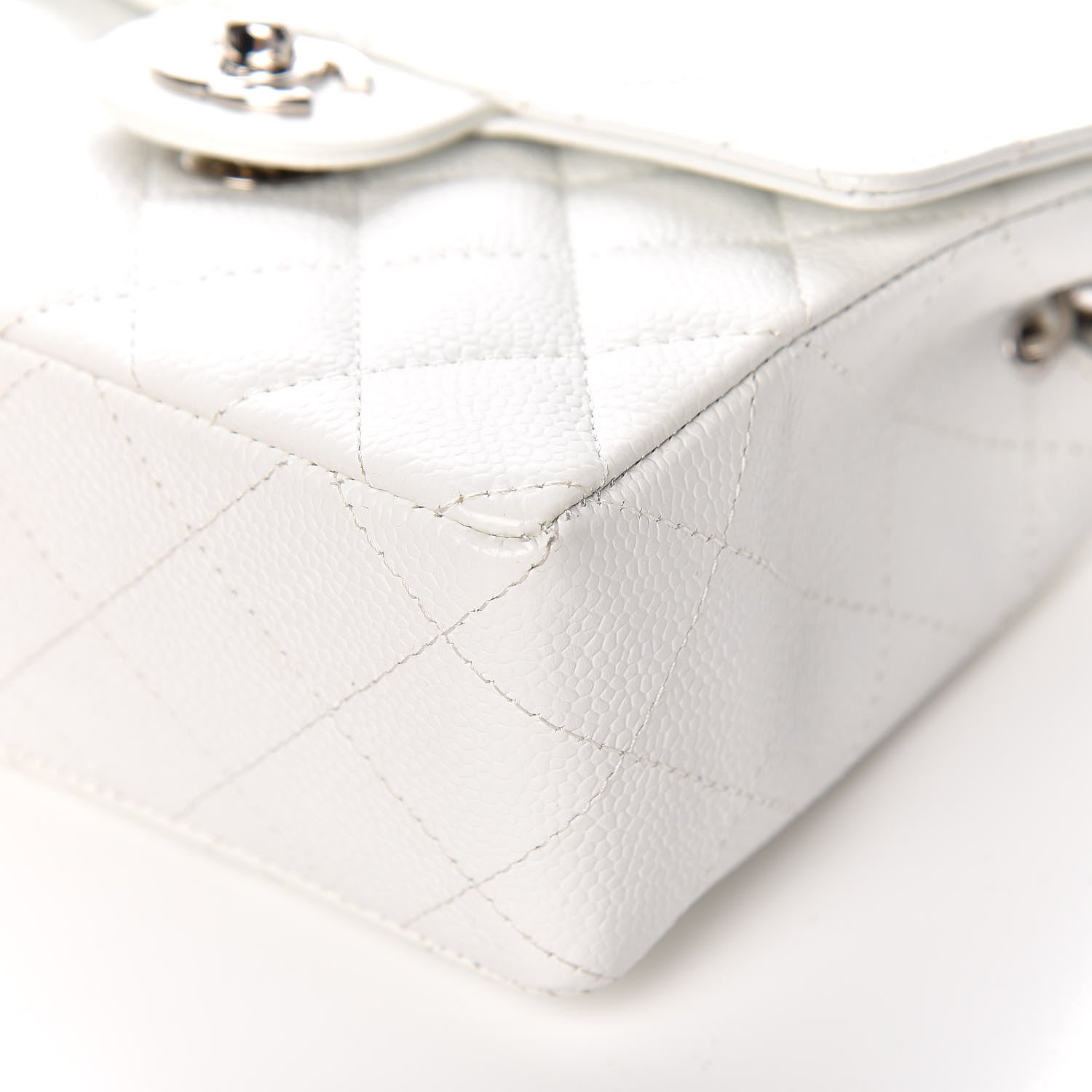 Chanel Caviar Quilted Mini Square Flap White 9 of 17