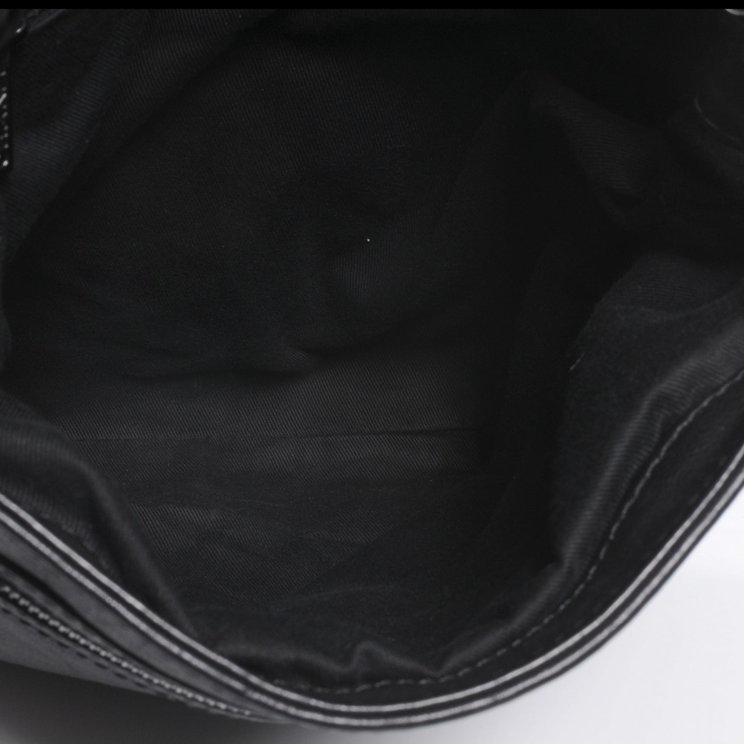 Leather Diamond Stitch Large Messenger Black
