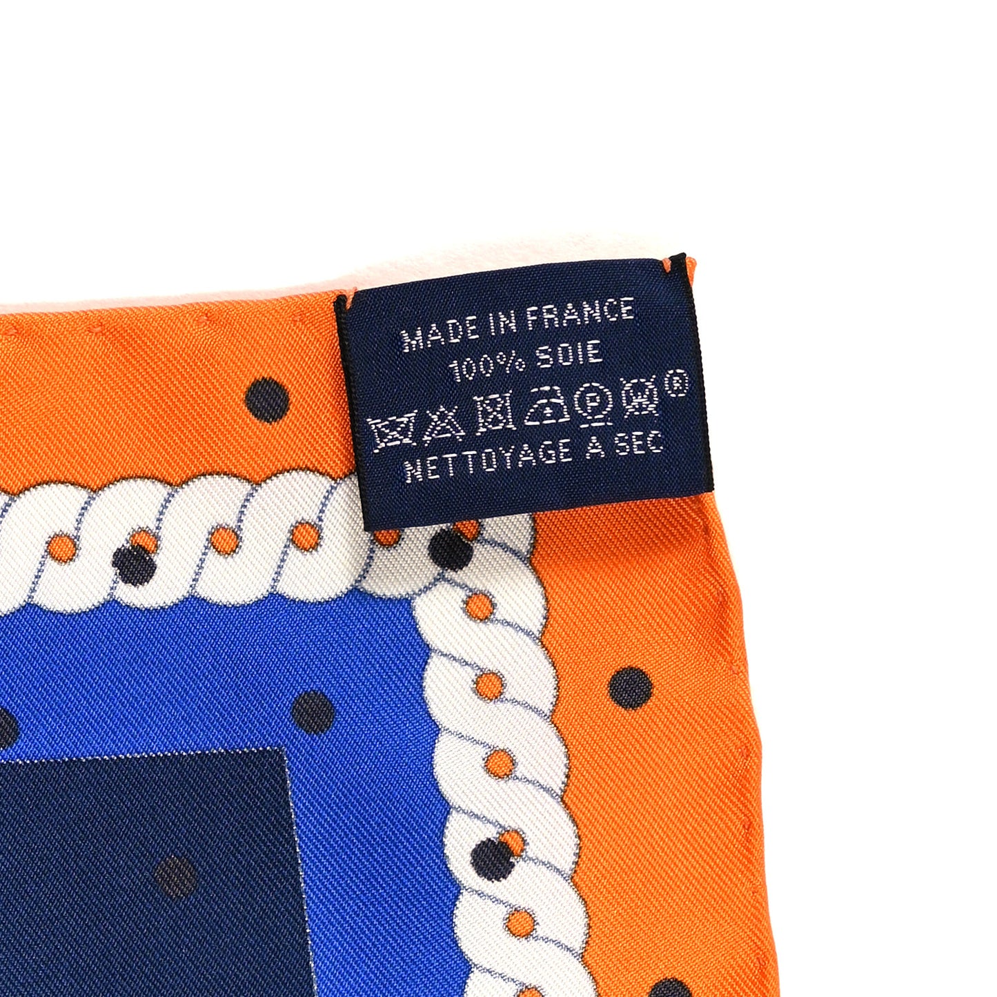 Silk La Berline Bayadere Scarf 90 Orange Beige Bleu