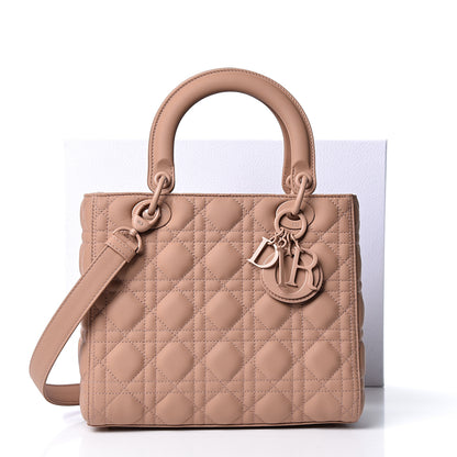 Christian Dior Ultra Matte Calfskin Cannage Medium Lady Dior Beige 9 of 9