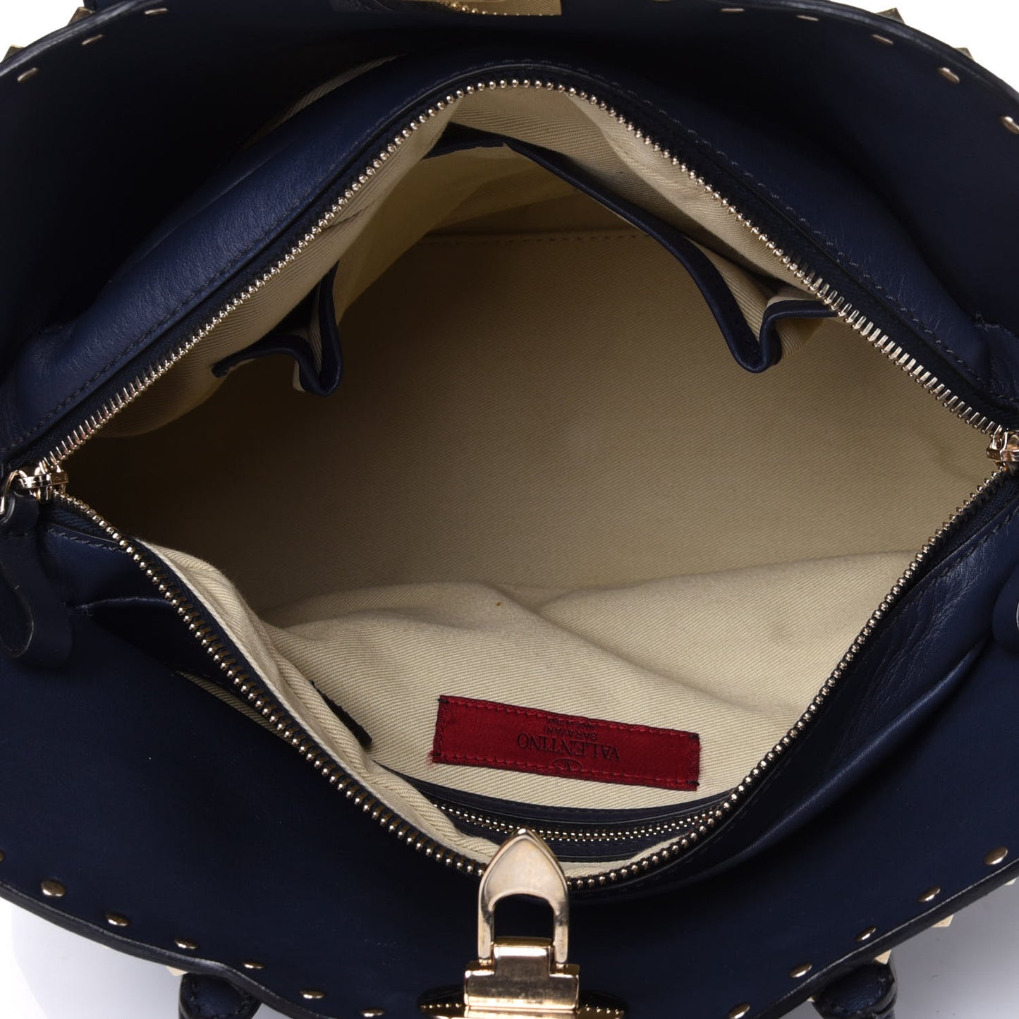 Vitello Rockstud Dome Satchel Marine