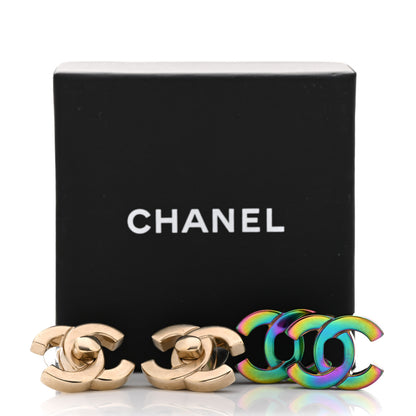 Chanel Metal CC Turnlock Interchangeable Earrings Gold 8 of 8