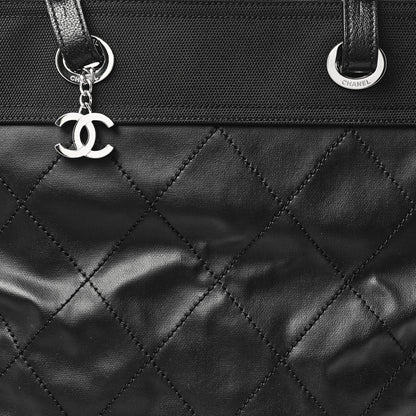 Chanel Coated Canvas Quilted Large Paris Biarritz Tote Black 8 of 10