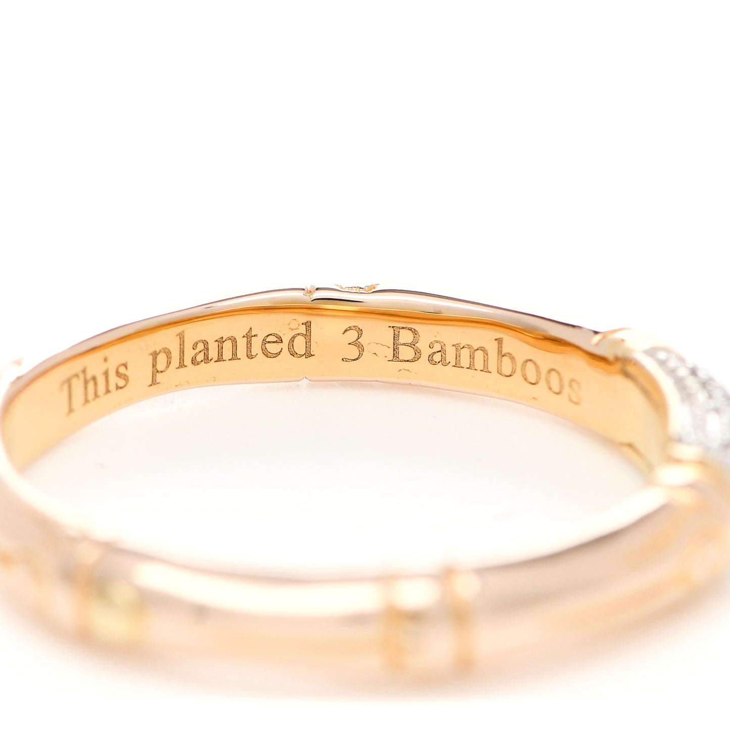 18K Yellow Gold Diamond Bamboo Slim Band Ring 56 7.5