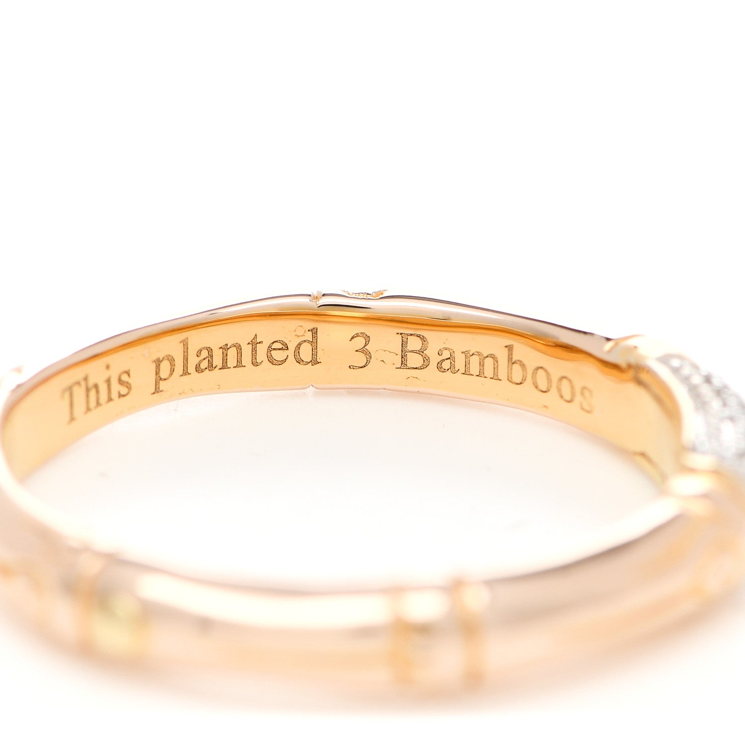 John Hardy 18K Yellow Gold Diamond Bamboo Slim Band Ring 56 7.5 4 of 5