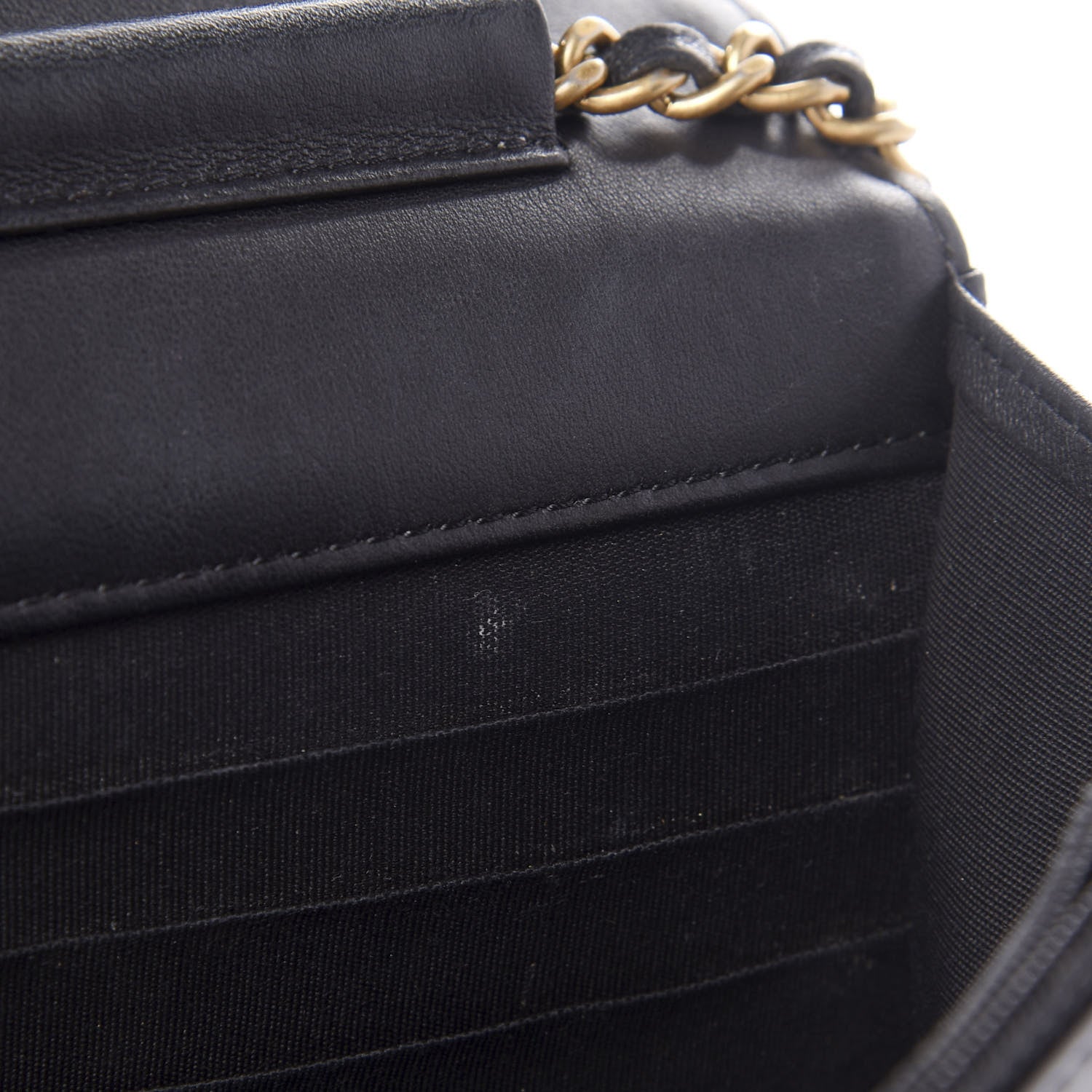 Chanel Lambskin Quilted Boy Wallet On Chain WOC Black 11 of 12