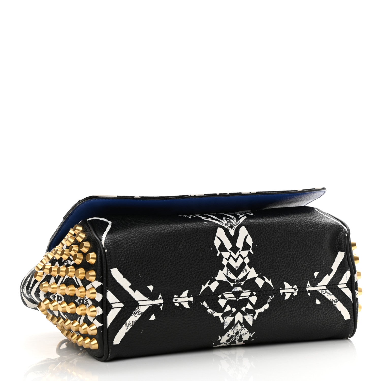 MCM Striped Visetos Funky Zebra Stud Keana Boston Black Blue 4 of 12