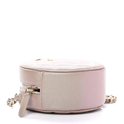 Chanel Iridescent Caviar Quilted Round Clutch With Chain Beige 3 of 4