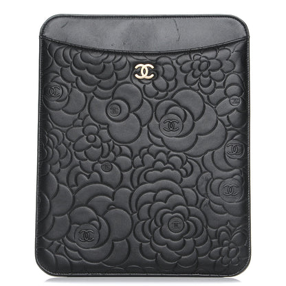 Chanel Lambskin Camellia Embossed iPad Case Black 1 of 9