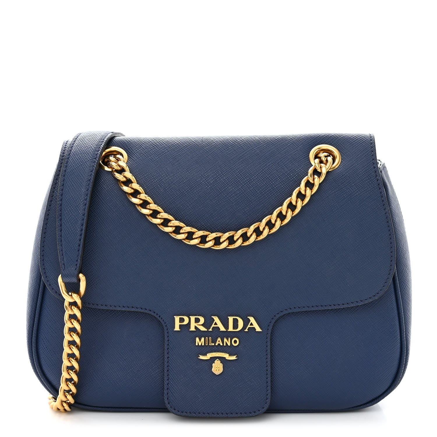 Prada Saffiano Lux Chain Shoulder Bag Bluette 1 of 11
