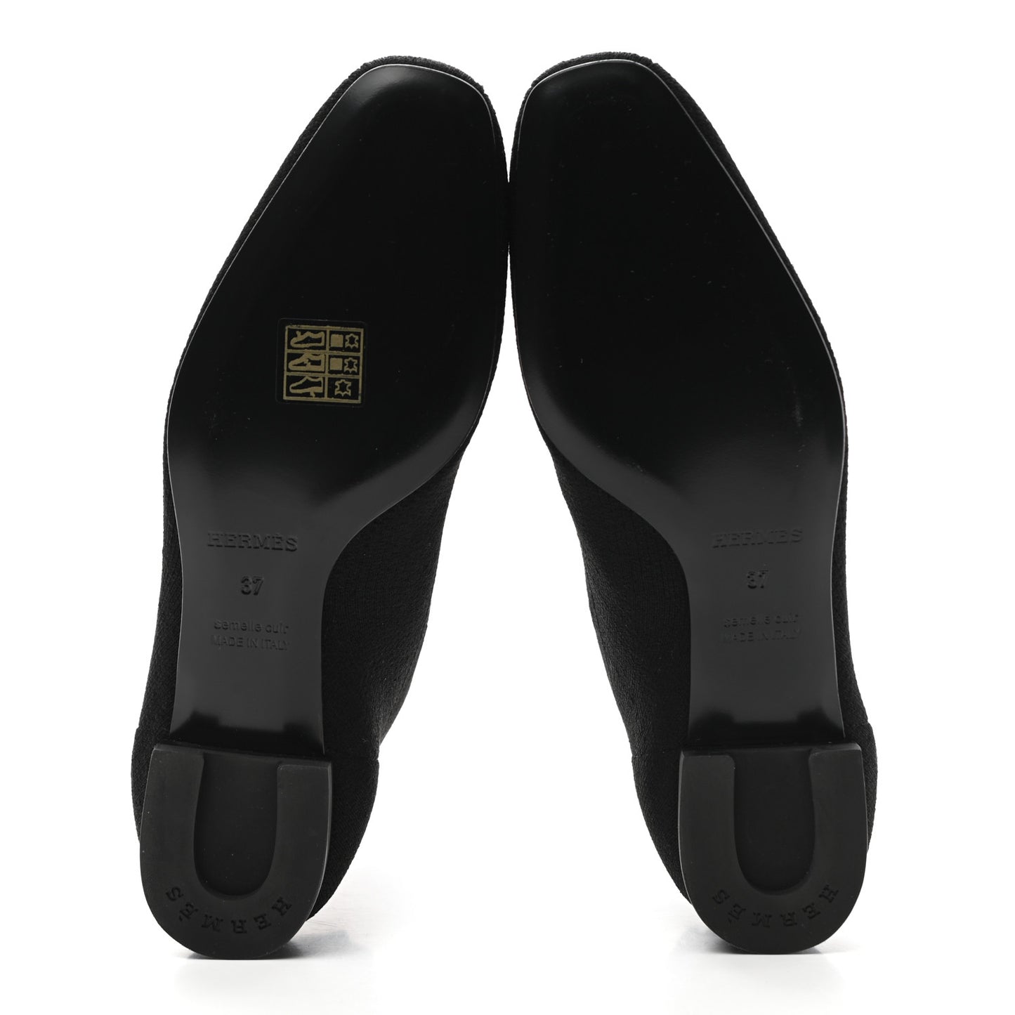 Knit Calfskin Duo Ankle Boots 37 Black