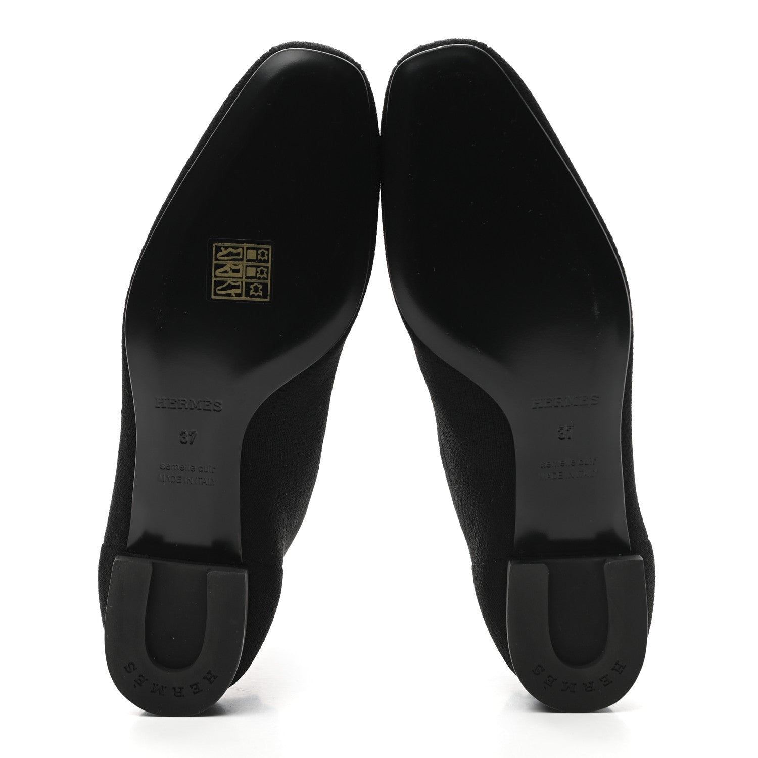Hermes Knit Calfskin Duo Ankle Boots 37 Black 5 of 7