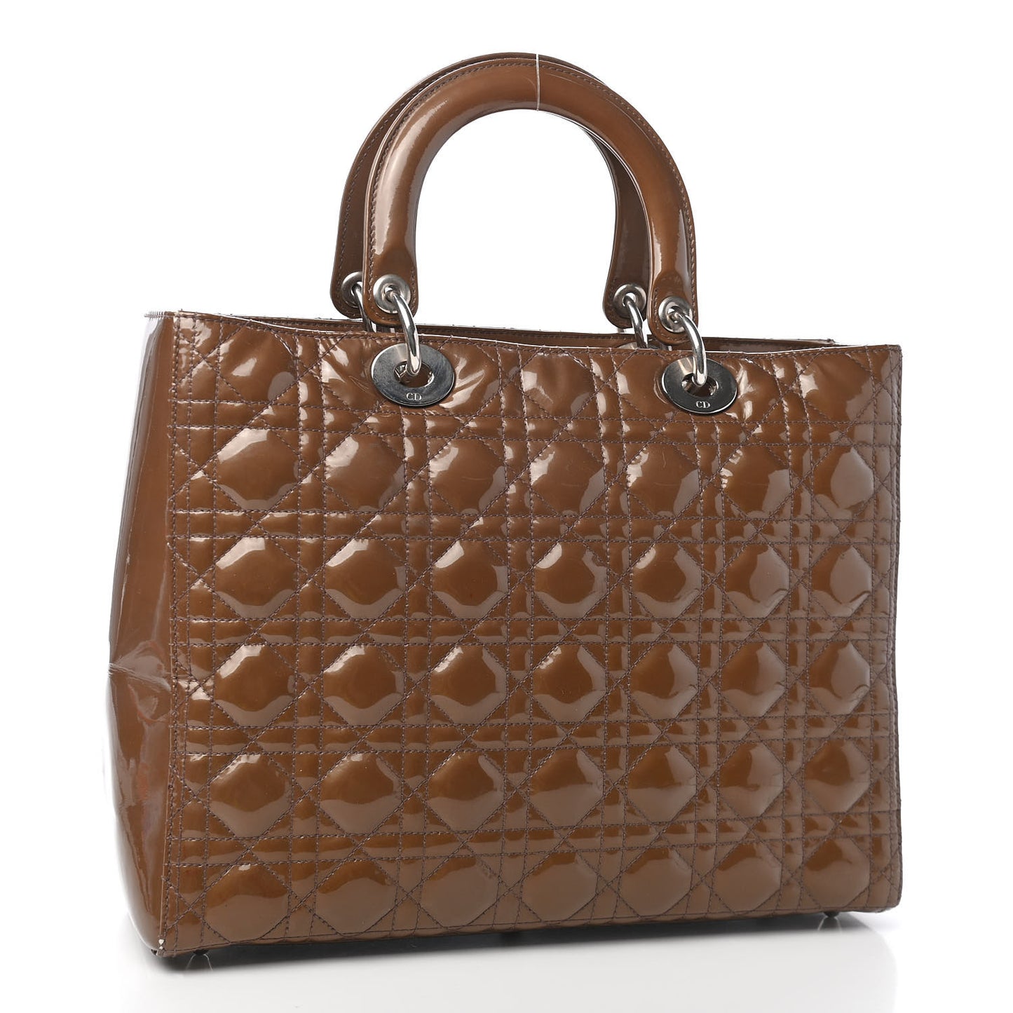 Patent Cannage Large Lady Dior Brown