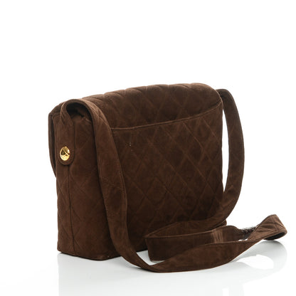 Chanel Suede Quilted Shoulder Bag Brown 3 of 7