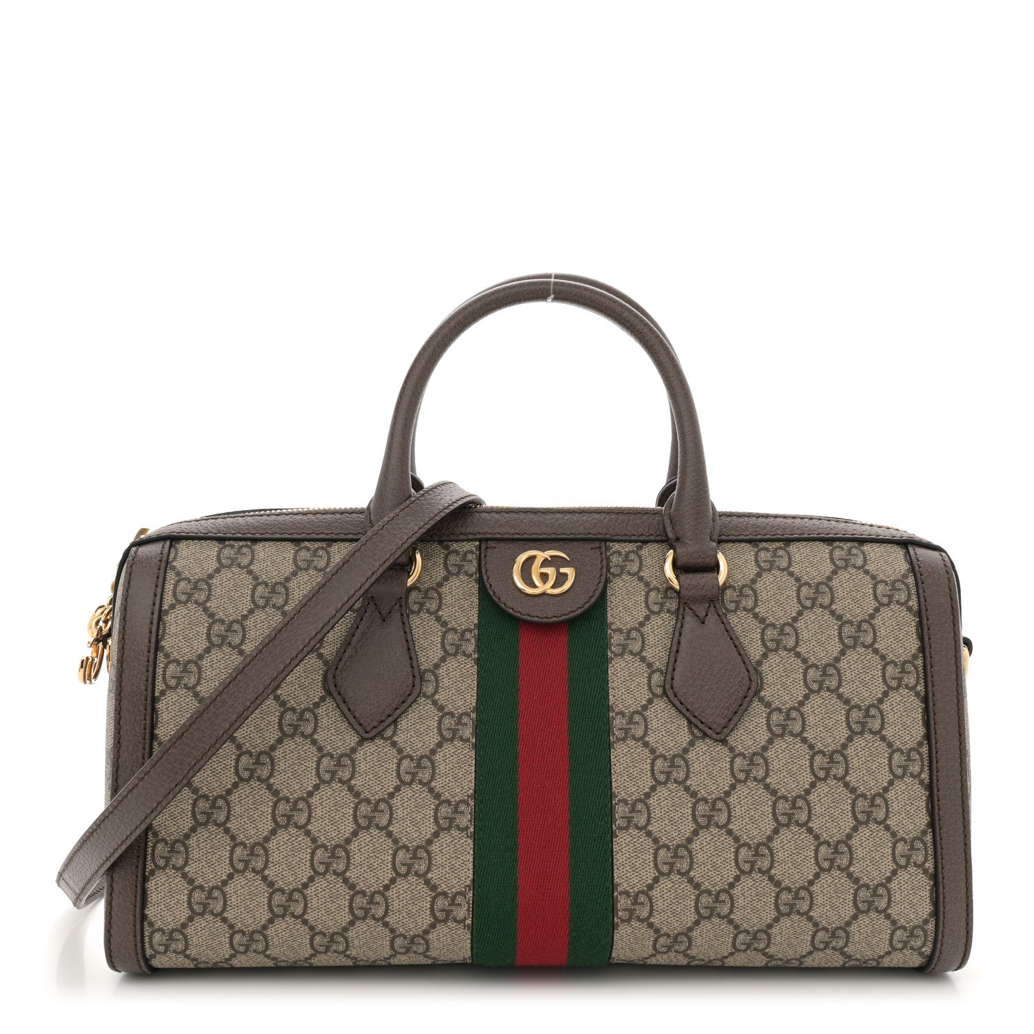 Gucci GG Supreme Monogram Web Medium Ophidia Boston Brown 1 of 12