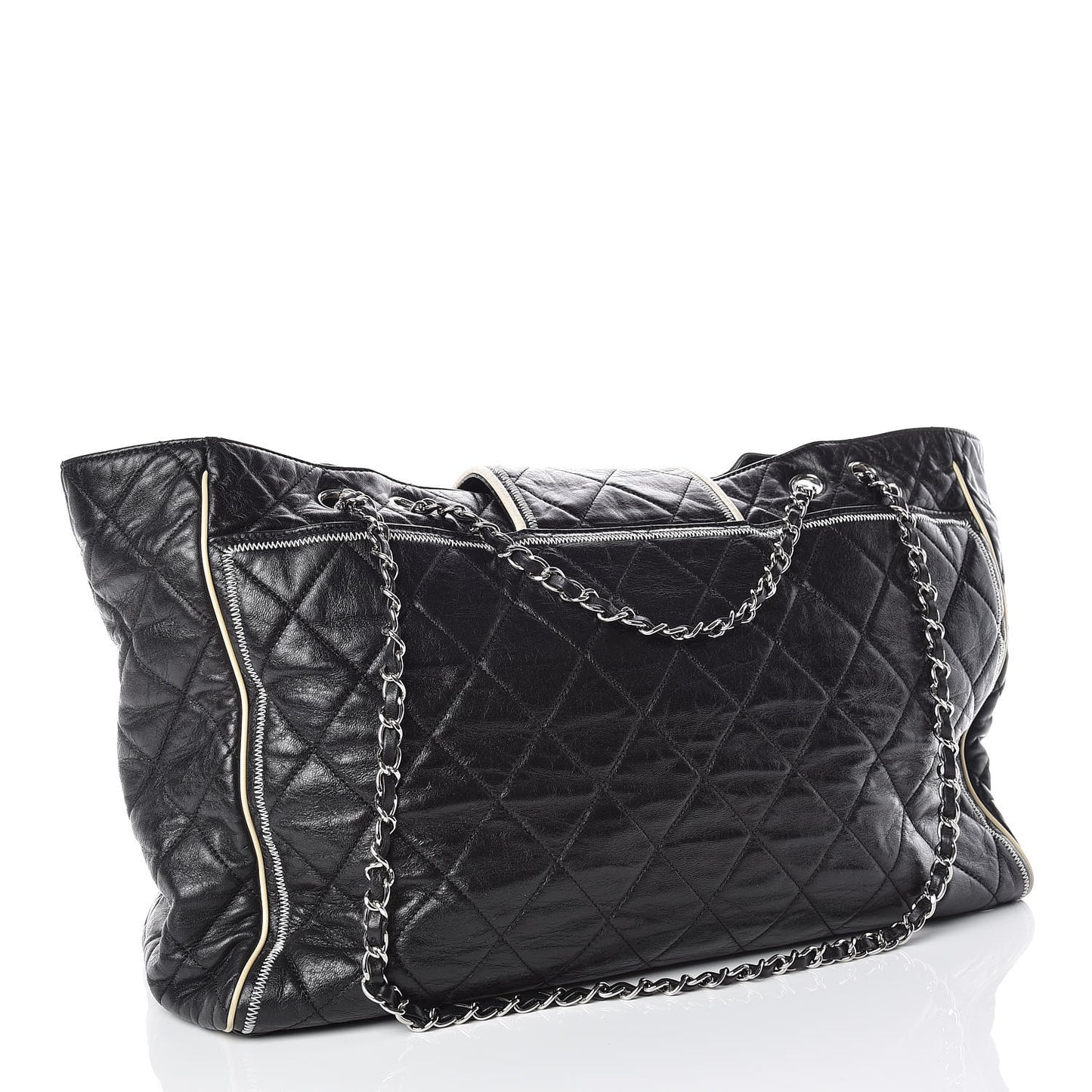 Lambskin Quilted Large East West Tote Black