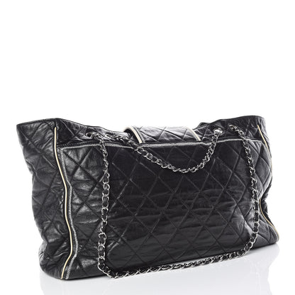 Chanel Lambskin Quilted Large East West Tote Black 3 of 16
