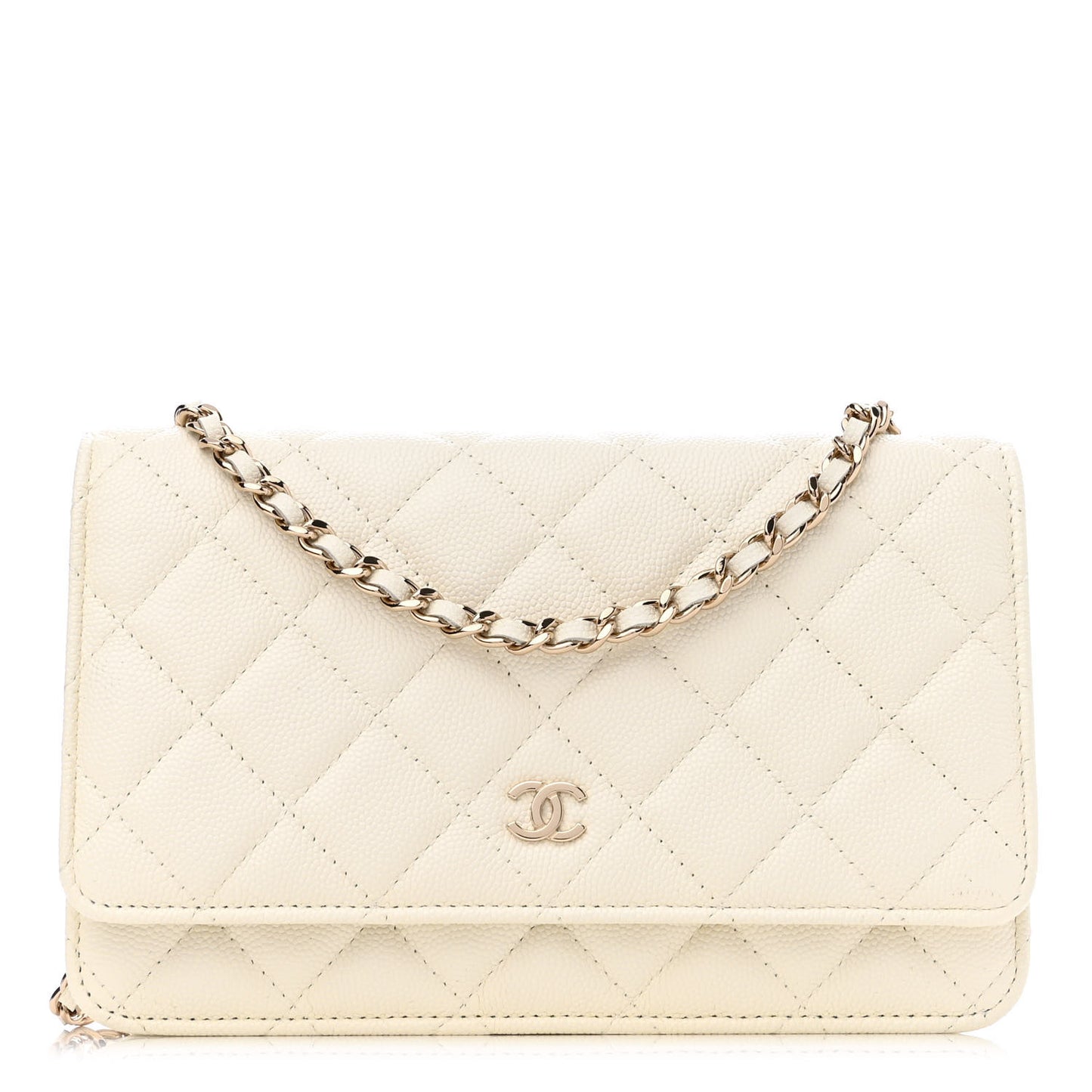 Caviar Quilted Wallet On Chain WOC White