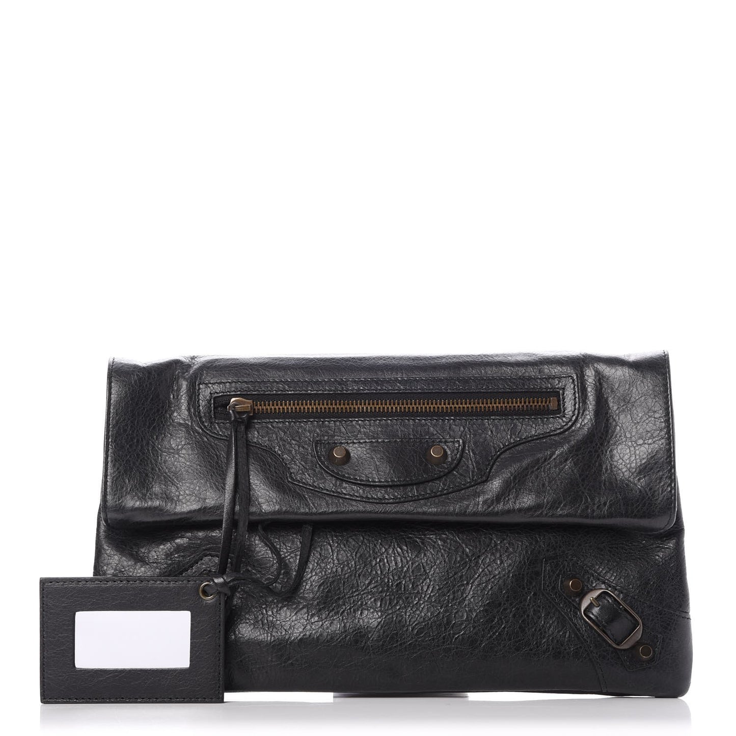 Agneau Classic Hardware Envelope Clutch Black