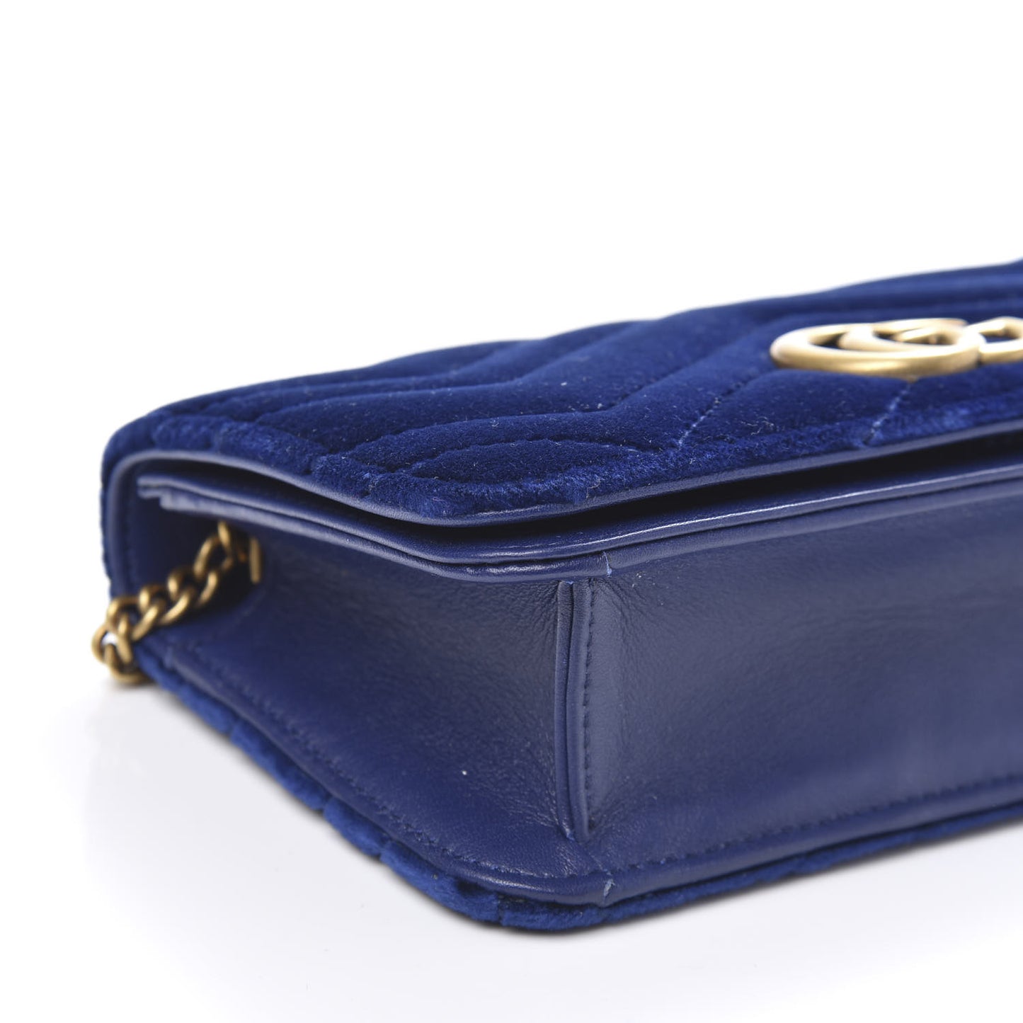 Velvet Matelasse GG Marmont Mini Bag Cobalt Blue