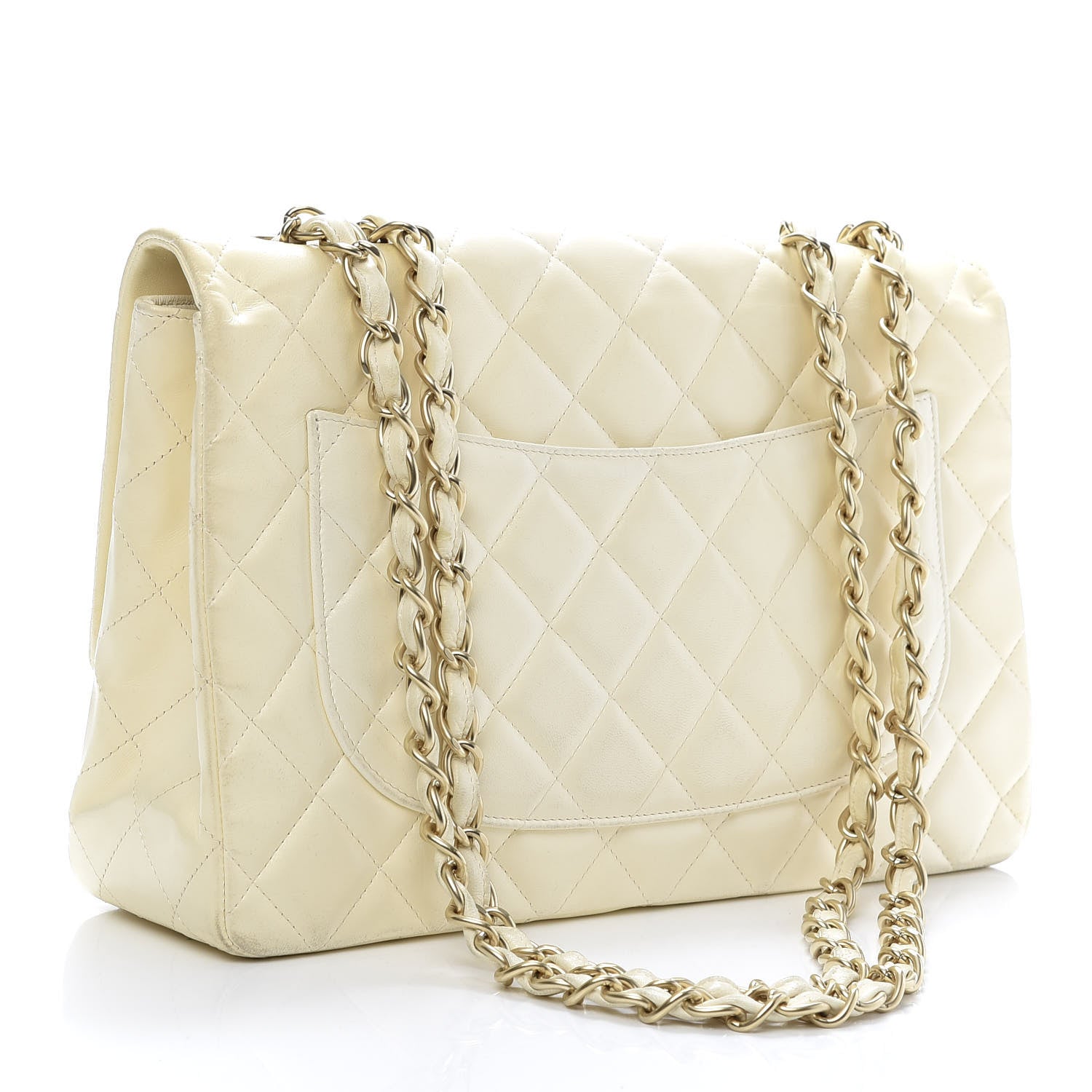 Chanel Lambskin Quilted Jumbo Single Flap Ivory 3 of 15