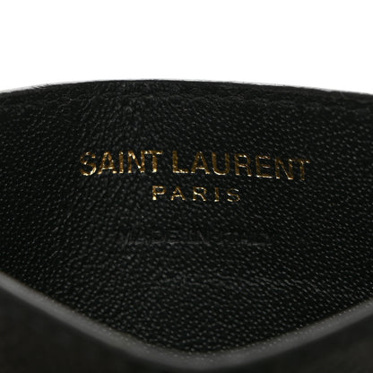 Saint Laurent Grain De Poudre Matelasse Chevron Monogram Credit Card Case Black 6 of 7