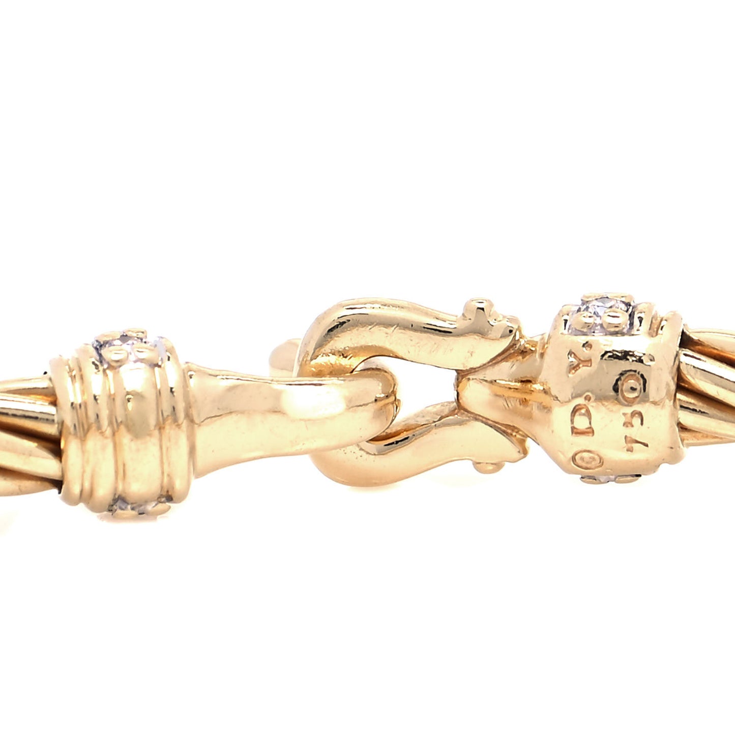 18K Yellow Gold Diamond 2.6mm Cable Collectibles Buckle Bracelet