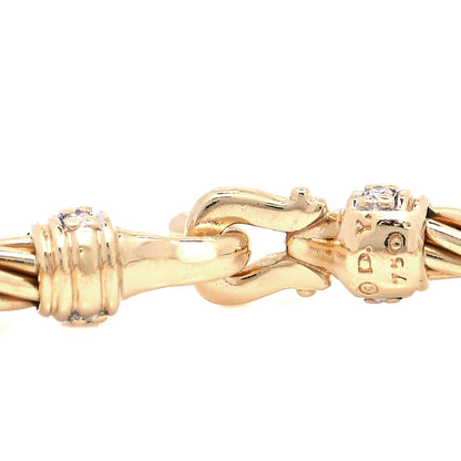 David Yurman 18K Yellow Gold Diamond 2.6mm Cable Collectibles Buckle Bracelet 4 of 4