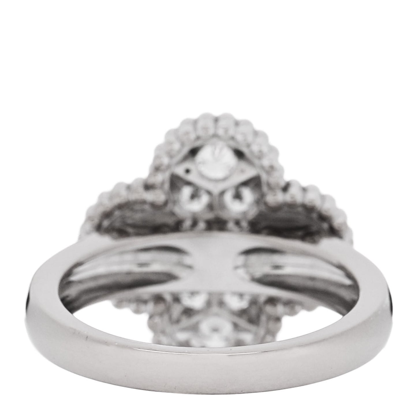 18K White Gold Diamond Vintage Alhambra Ring 48 4.5