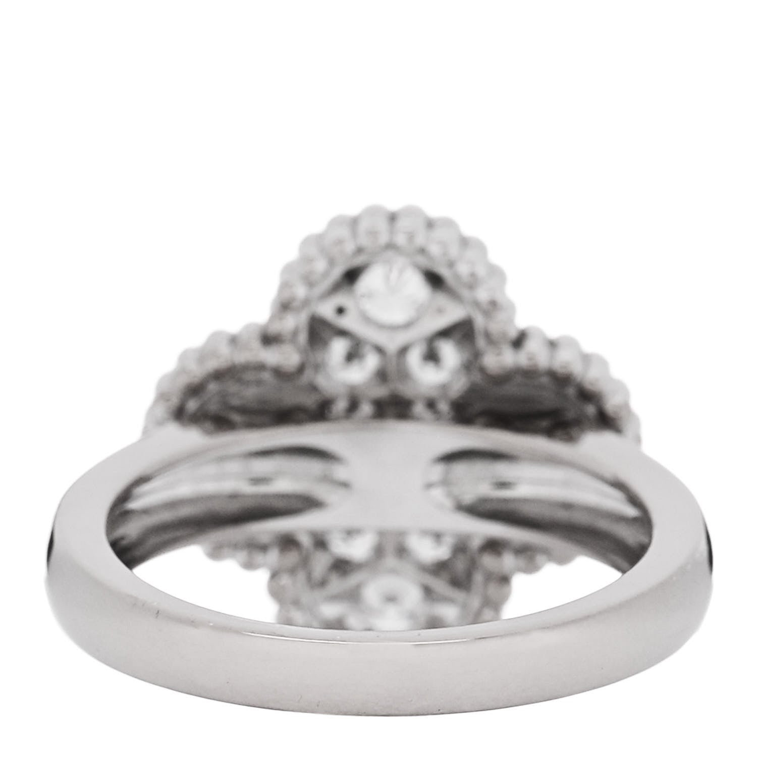 Van Cleef & Arpels 18K White Gold Diamond Vintage Alhambra Ring 48 4.5 4 of 6