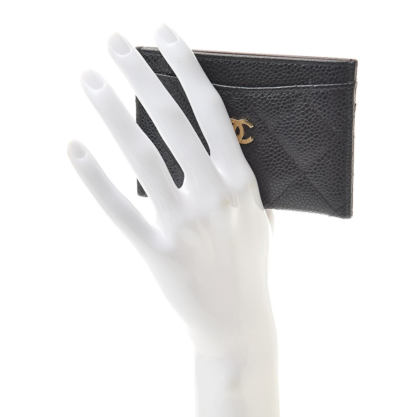 Caviar Quilted Card Holder Black