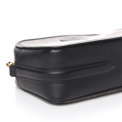 Fendi Glazed Fabric Vitello Century FF 1974 Stamp Patch Camera Case Mogano Panna Black 8 of 11