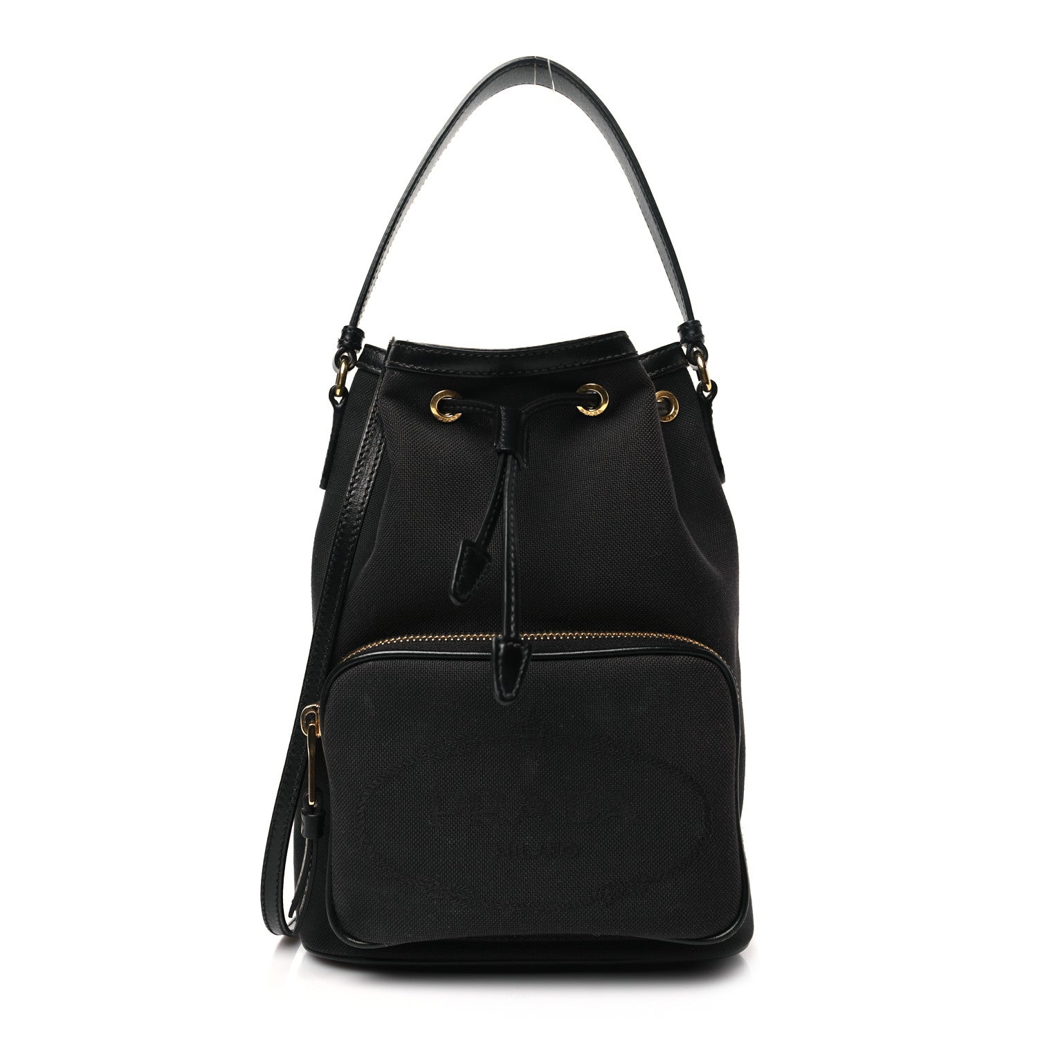 Prada Jacquard Logo Mini Bucket Crossbody Bag Black 1 of 10