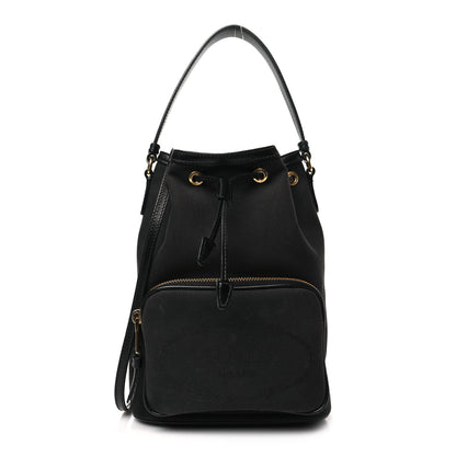 Prada Jacquard Logo Mini Bucket Crossbody Bag Black 1 of 10