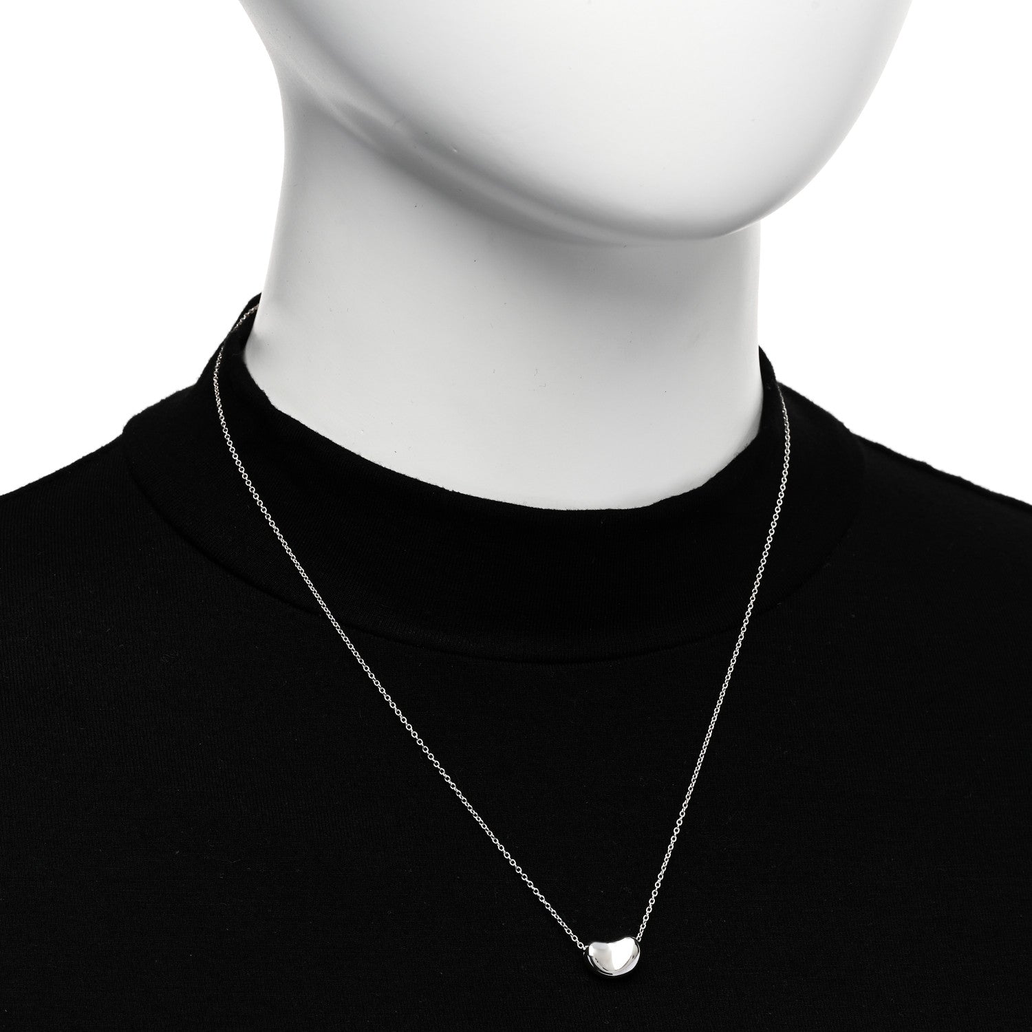 Tiffany Sterling Silver 11mm Elsa Peretti Bean Pendant Necklace 2 of 5