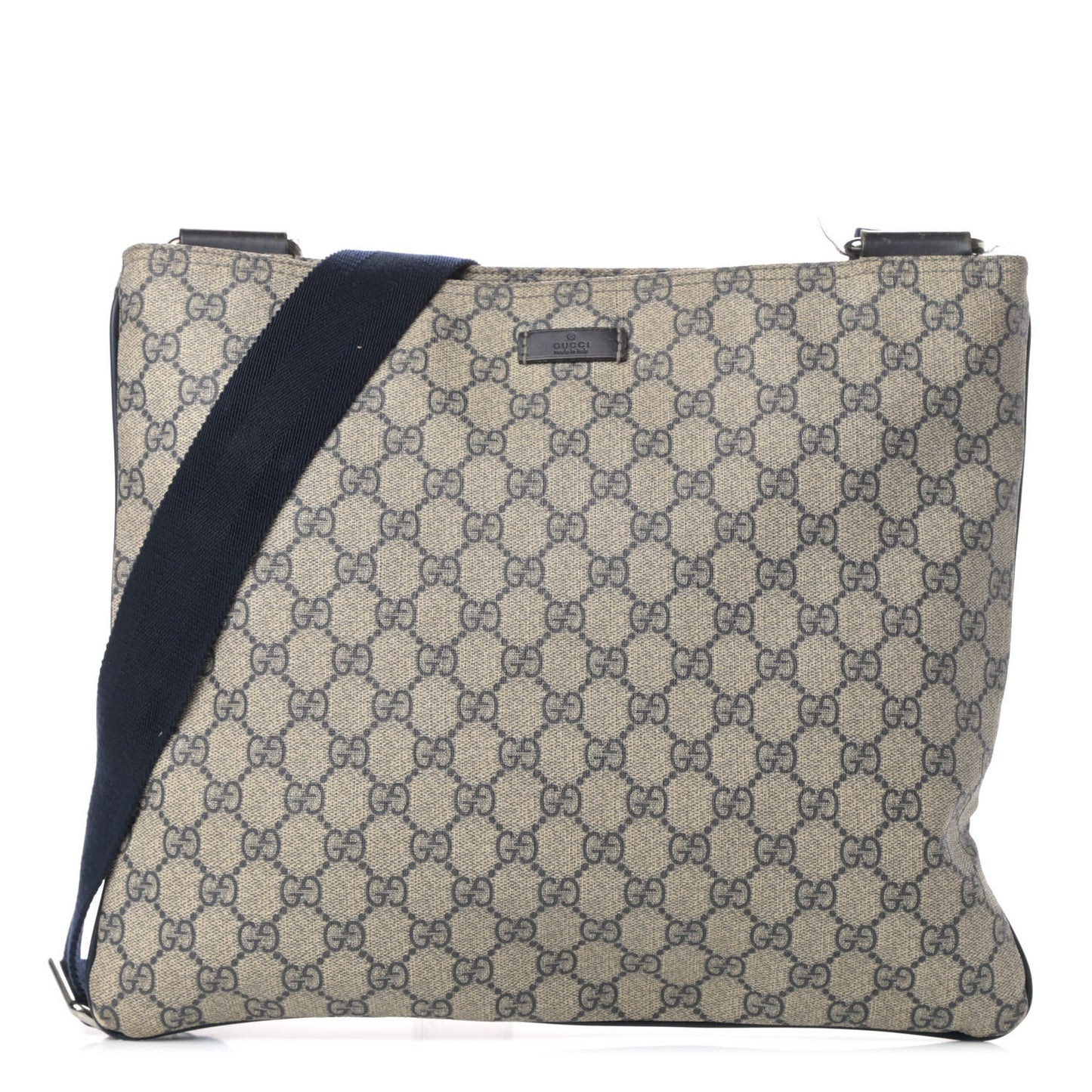 GG Plus Monogram Large Flat Messenger Bag Beige Blue