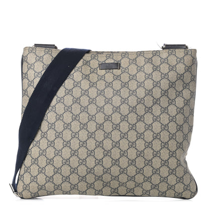 Gucci GG Plus Monogram Large Flat Messenger Bag Beige Blue 1 of 12