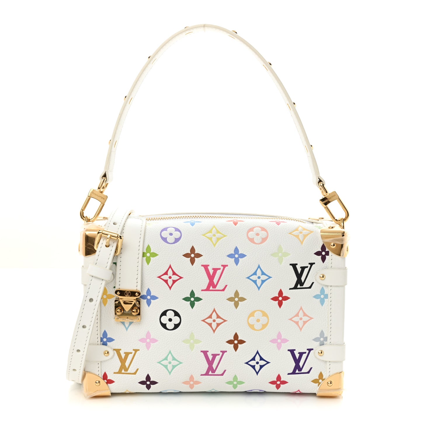 LV x TM Cowhide Monogram Multicolor Side Trunk MM White